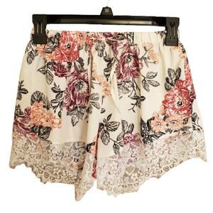 Women Lounge Shorts S Sleepwear Printed Lace PJ Bottoms Small NWOT